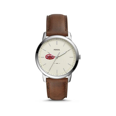 Fossil Jacksonville State Gamecocks The Minimalist Brown Leather Watch