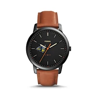 Fossil Augustana Vikings The Minimalist Slim Light Brown Leather Watch