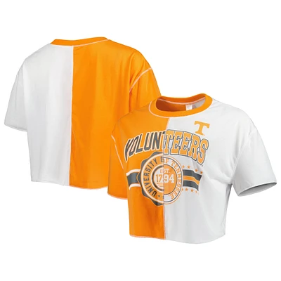 Women's ZooZatz Tennessee Orange/White Volunteers Colorblock Cropped T-Shirt