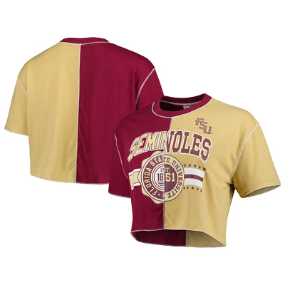 Women's ZooZatz Garnet/Gold Florida State Seminoles Colorblock Cropped T-Shirt