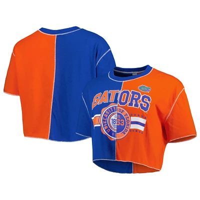 Women's ZooZatz Royal/Orange Florida Gators Colorblock Cropped T-Shirt