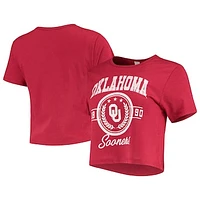 Women's ZooZatz Crimson Oklahoma Sooners Core Laurels Cropped T-Shirt