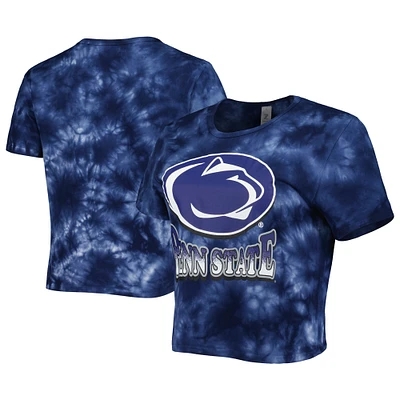 Women's ZooZatz Navy Penn State Nittany Lions Cloud-Dye Cropped T-Shirt