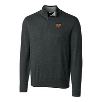 Men's Cutter & Buck Heathered Charcoal Washington Commanders Lakemont Quarter-Zip Pullover Sweater