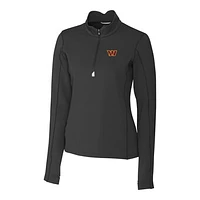 Women's Cutter & Buck Black Washington Commanders Traverse DryTec Stretch Quarter-Zip Pullover Jacket