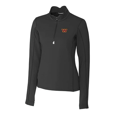 Women's Cutter & Buck Black Washington Commanders Traverse DryTec Stretch Quarter-Zip Pullover Jacket
