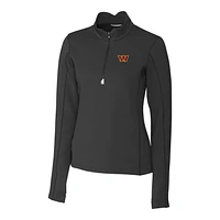 Women's Cutter & Buck Black Washington Commanders Traverse DryTec Stretch Quarter-Zip Pullover Jacket