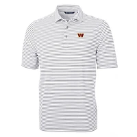 Men's Cutter & Buck Gray Washington Commanders Big & Tall Virtue Eco Pique Stripe Polo