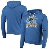 Men's Majestic Threads Royal Los Angeles Rams Super Bowl LVI Champions Hard Count Pullover Hoodie