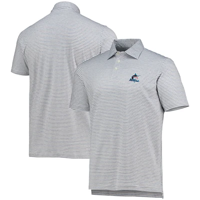 Men's Vineyard Vines Gray Miami Marlins Heathered Winstead Sankaty Polo