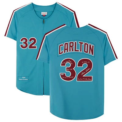 Steve Carlton Philadelphia Phillies Autographed Light Blue Mitchell & Ness Authentic Jersey with Career Stats Inscription - Limited Edition of 32