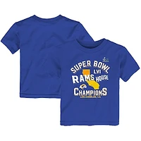 Toddler Fanatics Royal Los Angeles Rams Super Bowl LVI Champions Hard Count Hometown T-Shirt