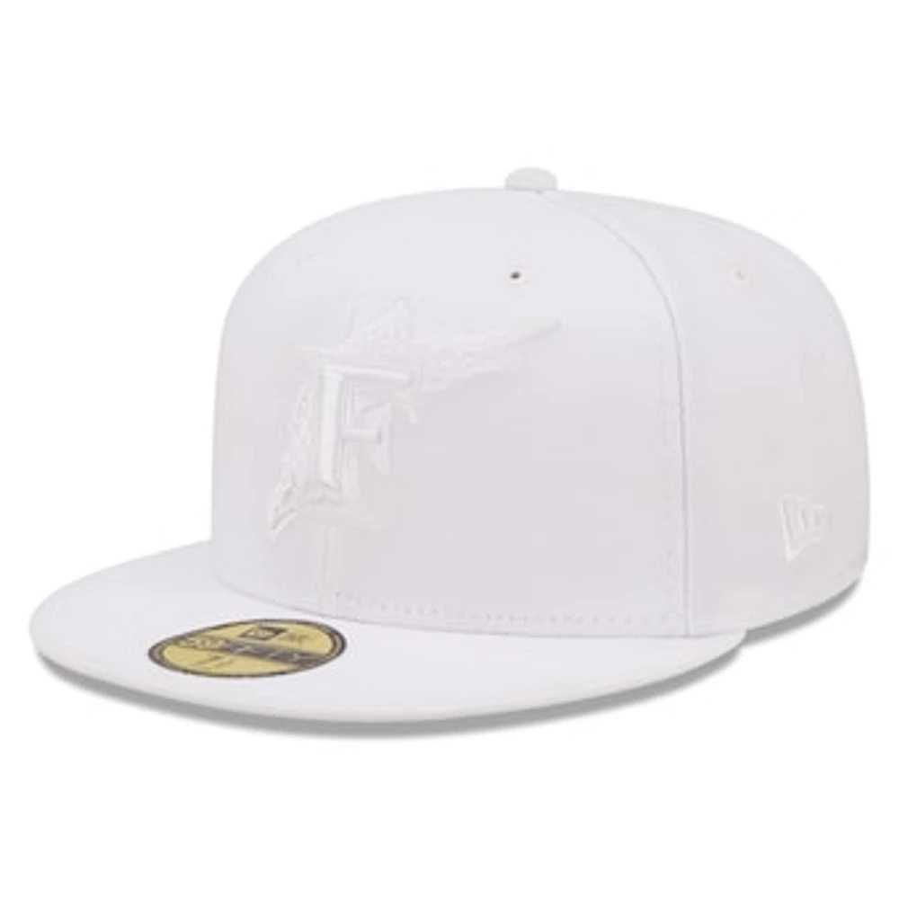 Men's New Era Miami Marlins White on White 59FIFTY Fitted Hat