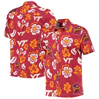 Men's Wes & Willy Maroon Virginia Tech Hokies Floral Button-Up Shirt