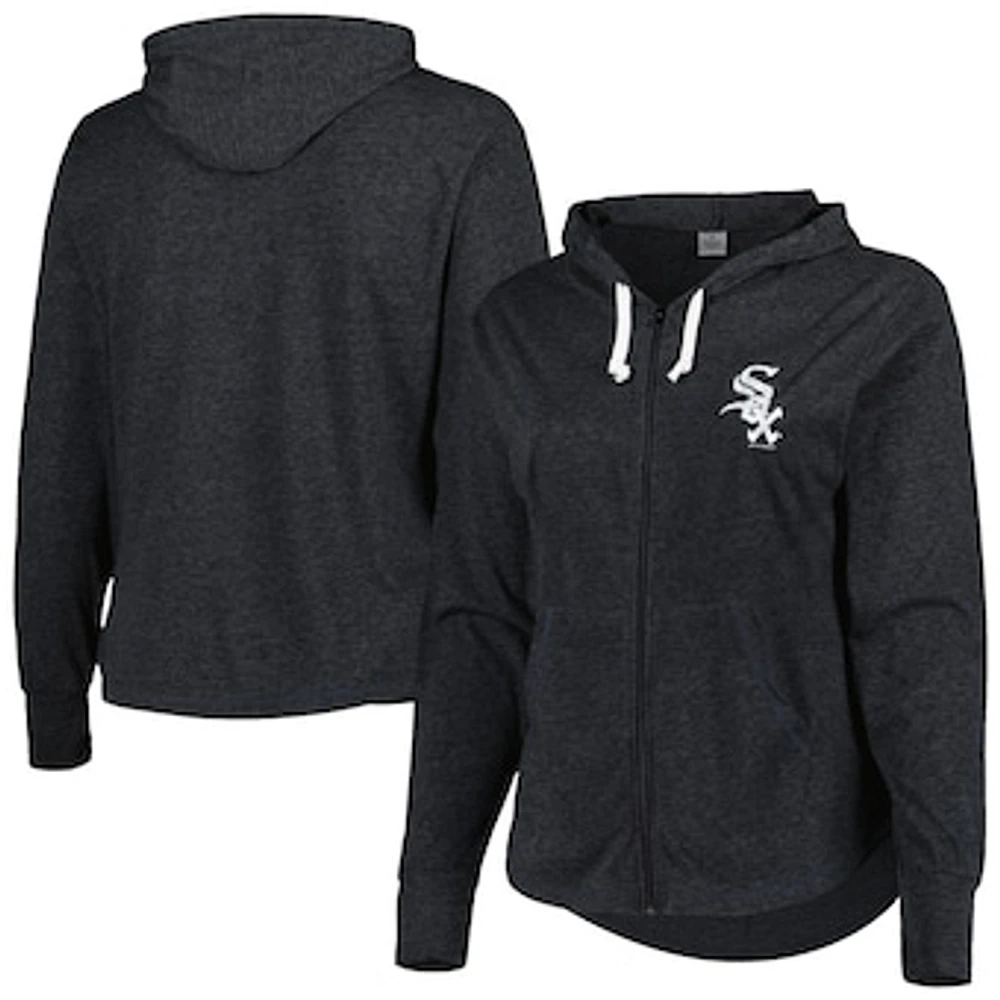 Women's Soft as a Grape Heather Charcoal Chicago White Sox Plus Full-Zip Lightweight Hoodie Top