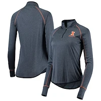 Women's Colosseum Navy Illinois Fighting Illini Stingray Raglan Quarter-Zip Top