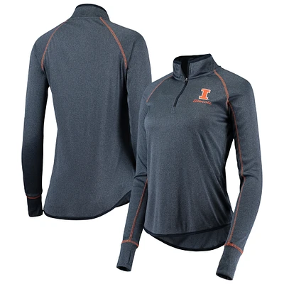 Women's Colosseum Navy Illinois Fighting Illini Stingray Raglan Quarter-Zip Top