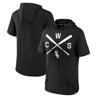 Men's Fanatics Black Chicago White Sox Iconic Rebel Short Sleeve Hooded Top