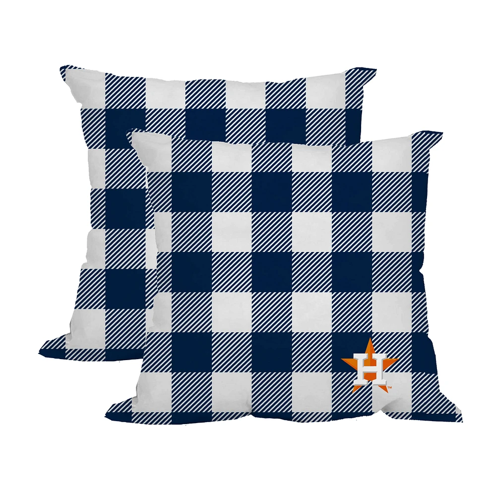 Houston Astros 2-Pack Buffalo Check Plaid Outdoor Pillow Set