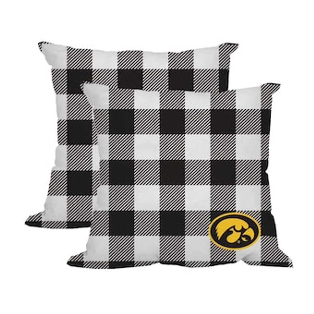 Iowa Hawkeyes 2-Pack Buffalo Check Plaid Outdoor Pillow Set