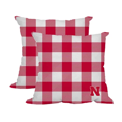 Nebraska Huskers 2-Pack Buffalo Check Plaid Outdoor Pillow Set