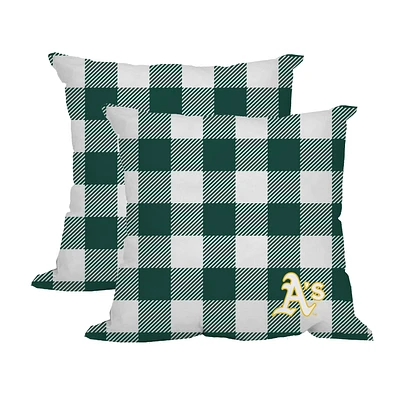 Oakland Athletics 2-Pack Buffalo Check Plaid Outdoor Pillow Set