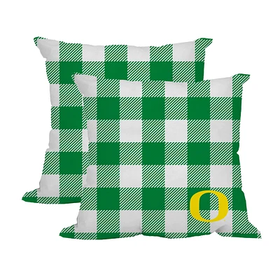 Oregon Ducks 2-Pack Buffalo Check Plaid Outdoor Pillow Set
