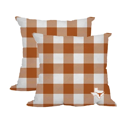 Texas Longhorns 2-Pack Buffalo Check Plaid Outdoor Pillow Set