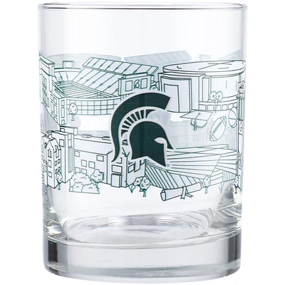 Michigan State Spartans 14oz. Campus Line Art Rocks Glass