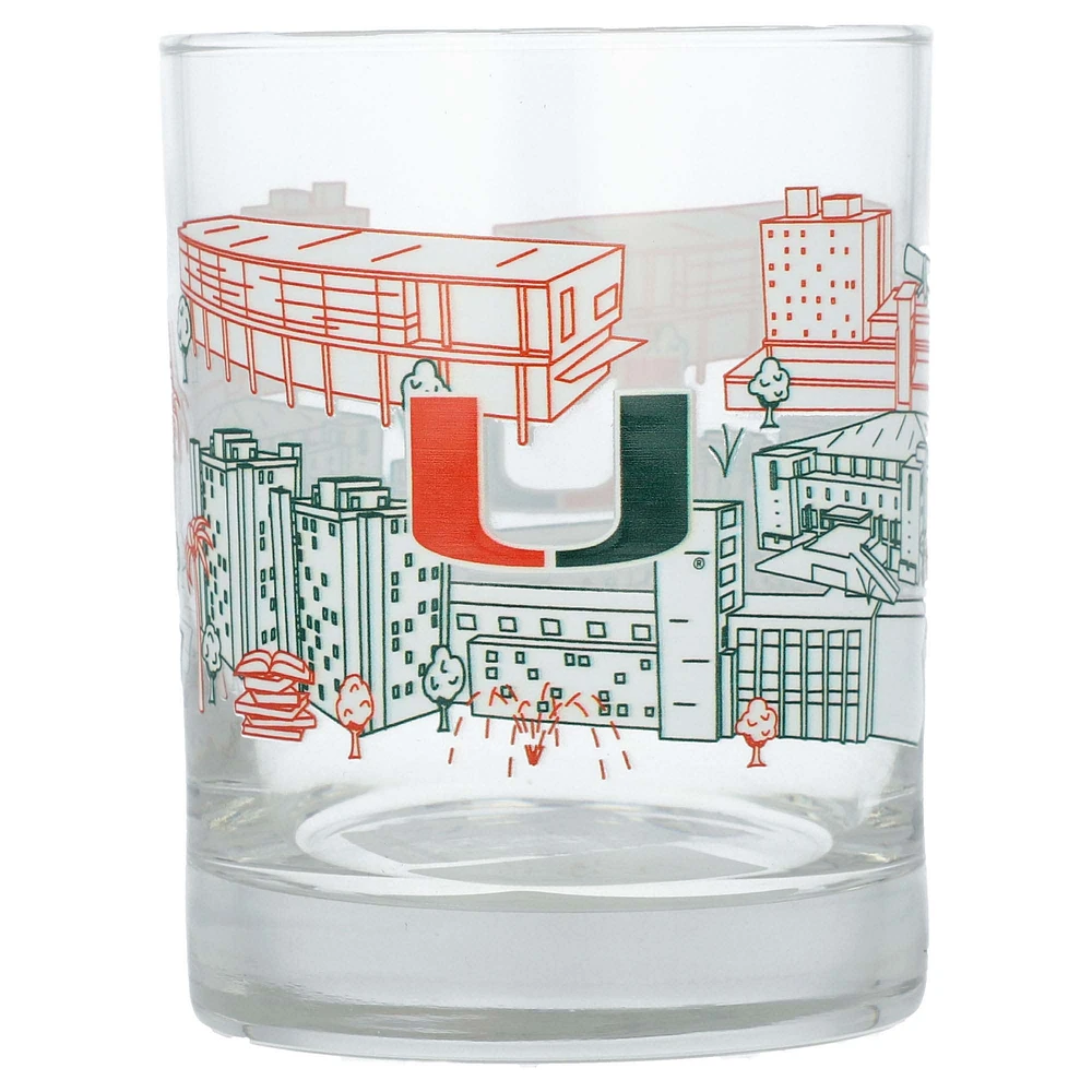 Miami Hurricanes 14oz. Campus Line Art Rocks Glass