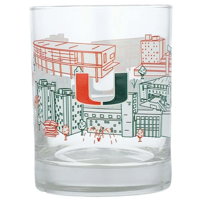 Miami Hurricanes 14oz. Campus Line Art Rocks Glass