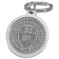 Silver Wellesley Blue Logo Split-Wire Key Ring