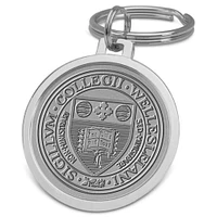 Silver Wellesley Blue Logo Split-Wire Key Ring