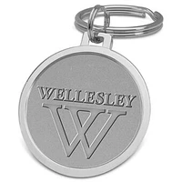 Silver Wellesley Blue Team Logo Split-Wire Key Ring