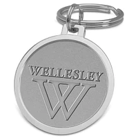 Silver Wellesley Blue Team Logo Split-Wire Key Ring