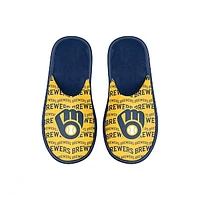 Youth FOCO Milwaukee Brewers Scuff Wordmark Slide Slippers