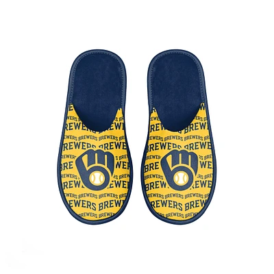 Youth FOCO Milwaukee Brewers Scuff Wordmark Slide Slippers