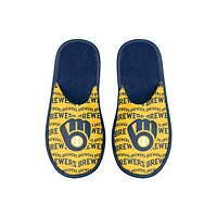 Youth FOCO Milwaukee Brewers Scuff Wordmark Slide Slippers