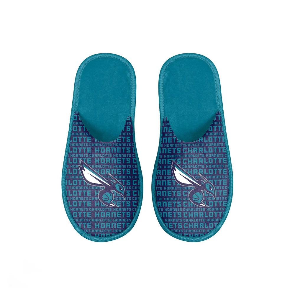 Youth FOCO Charlotte Hornets Scuff Wordmark Slide Slippers