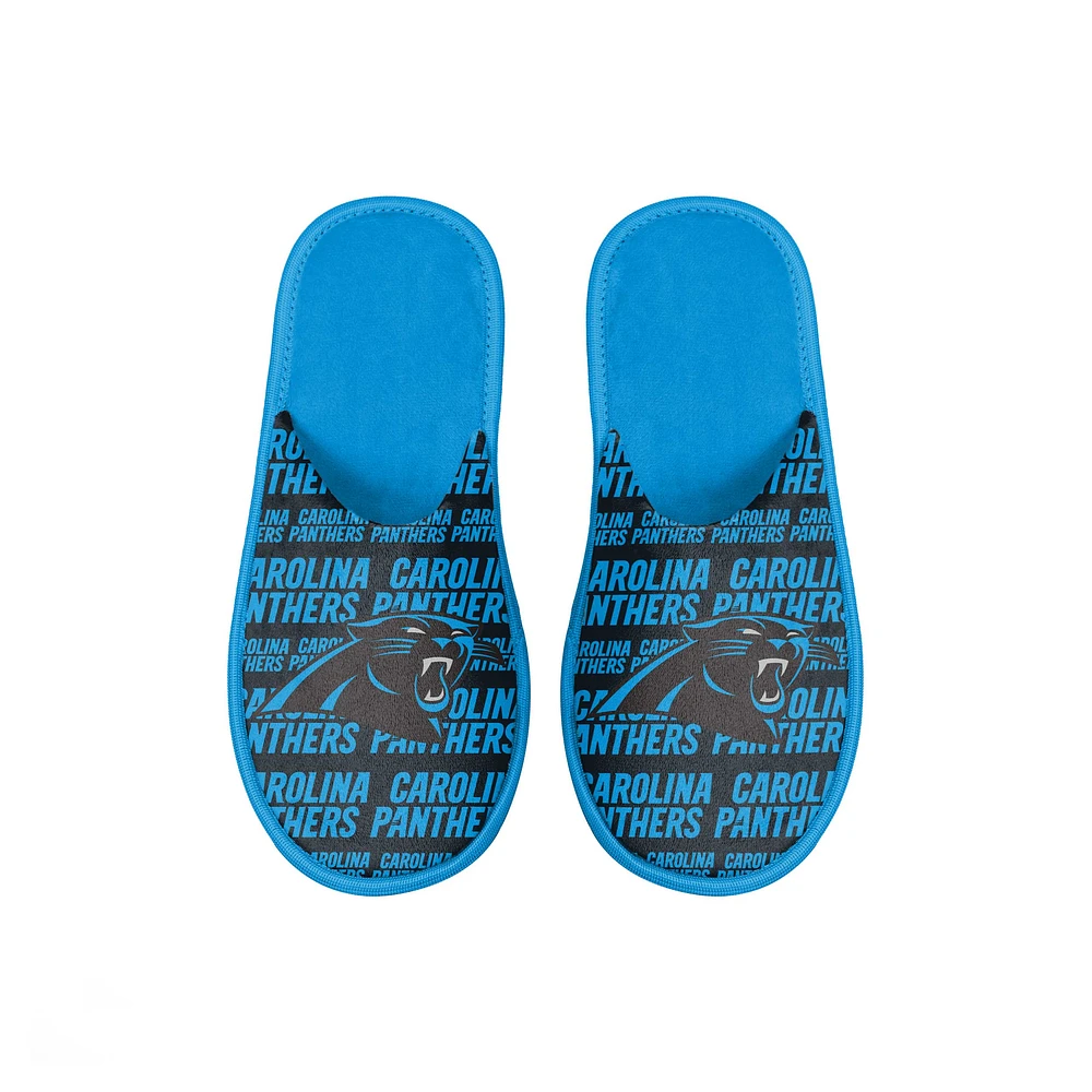 Youth FOCO Carolina Panthers Scuff Wordmark Slide Slippers