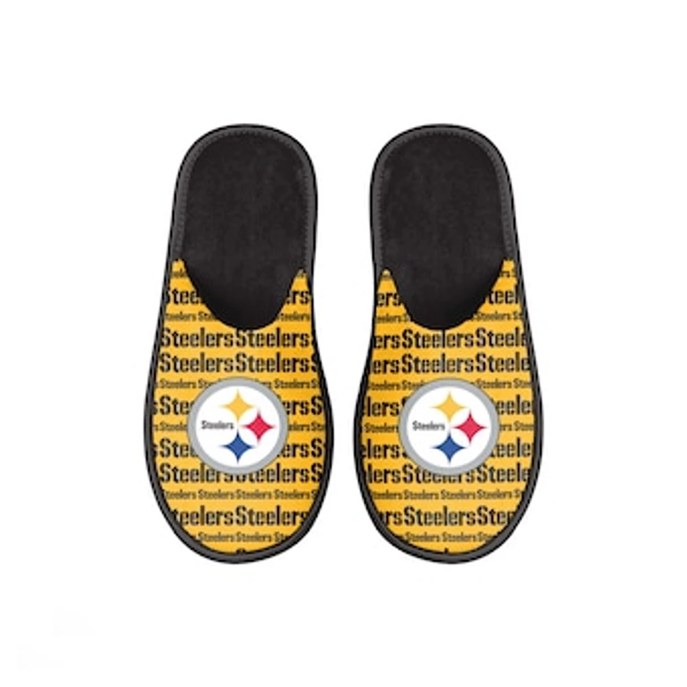 Youth FOCO Pittsburgh Steelers Scuff Wordmark Slide Slippers