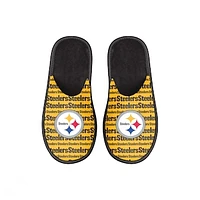 Youth FOCO Pittsburgh Steelers Scuff Wordmark Slide Slippers