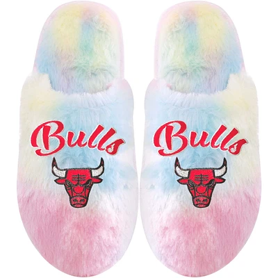 Youth FOCO Chicago Bulls Rainbow Script Slippers