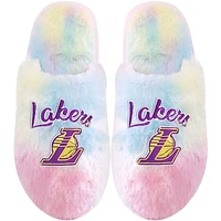 Youth FOCO Los Angeles Lakers Rainbow Script Slippers