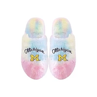 Youth FOCO Michigan Wolverines Rainbow Script Slippers