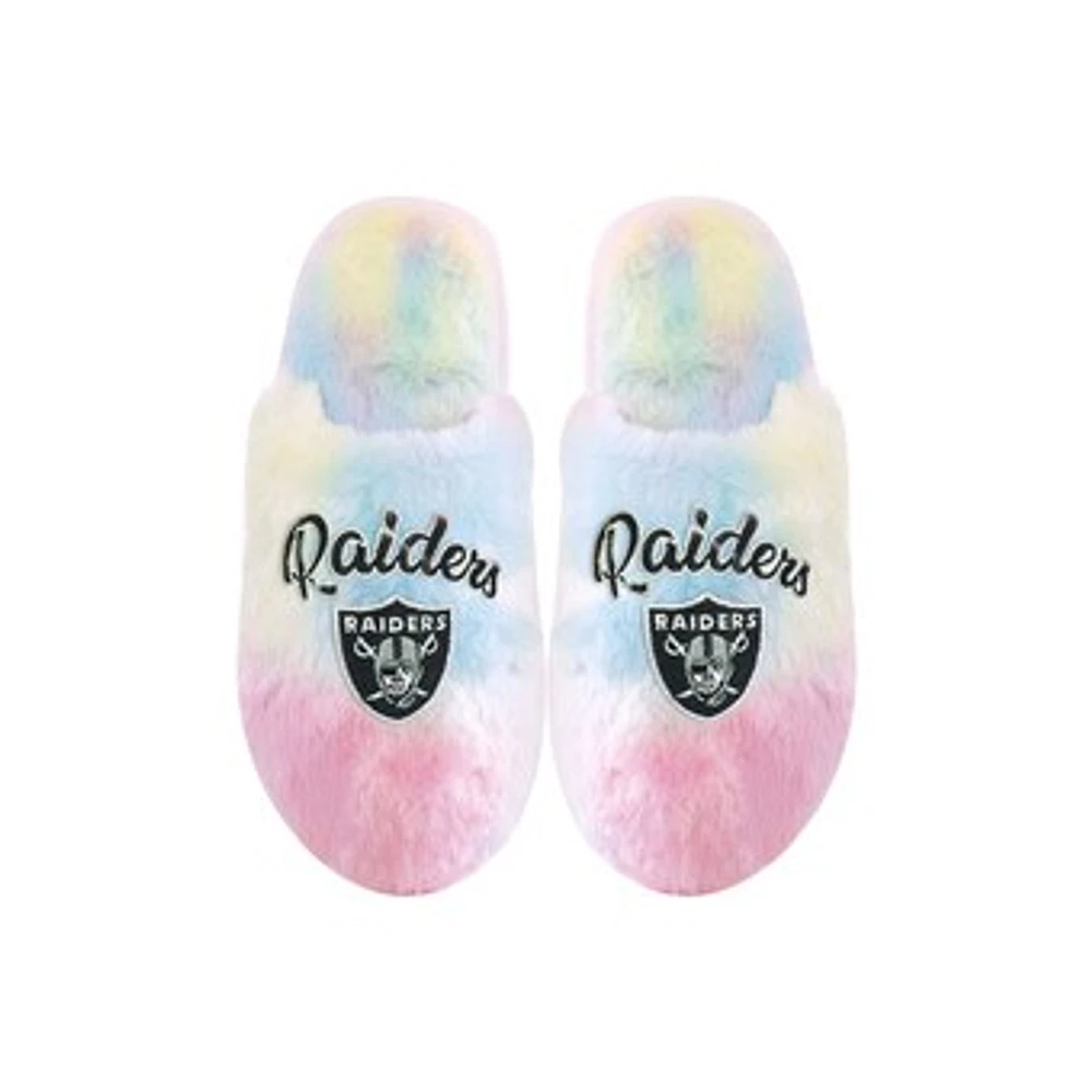 Youth FOCO Las Vegas Raiders Rainbow Script Slippers