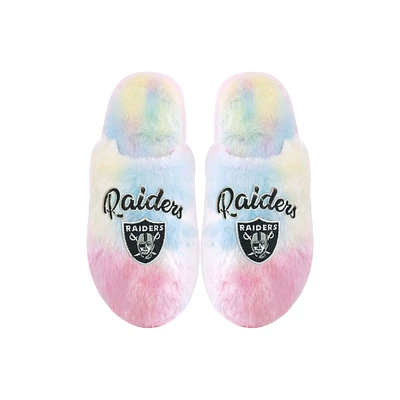 Youth FOCO Las Vegas Raiders Rainbow Script Slippers