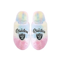 Youth FOCO Las Vegas Raiders Rainbow Script Slippers