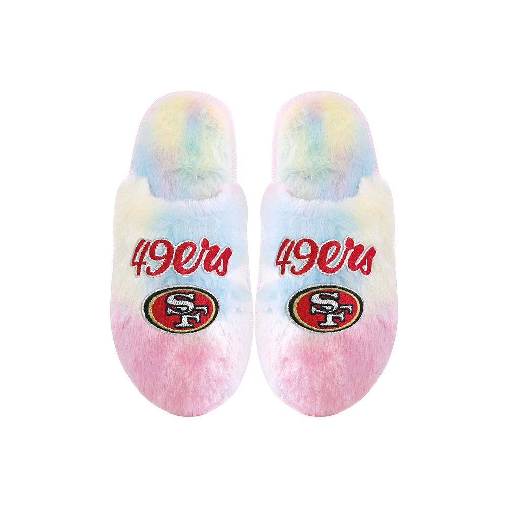 Youth FOCO San Francisco 49ers Rainbow Script Slippers