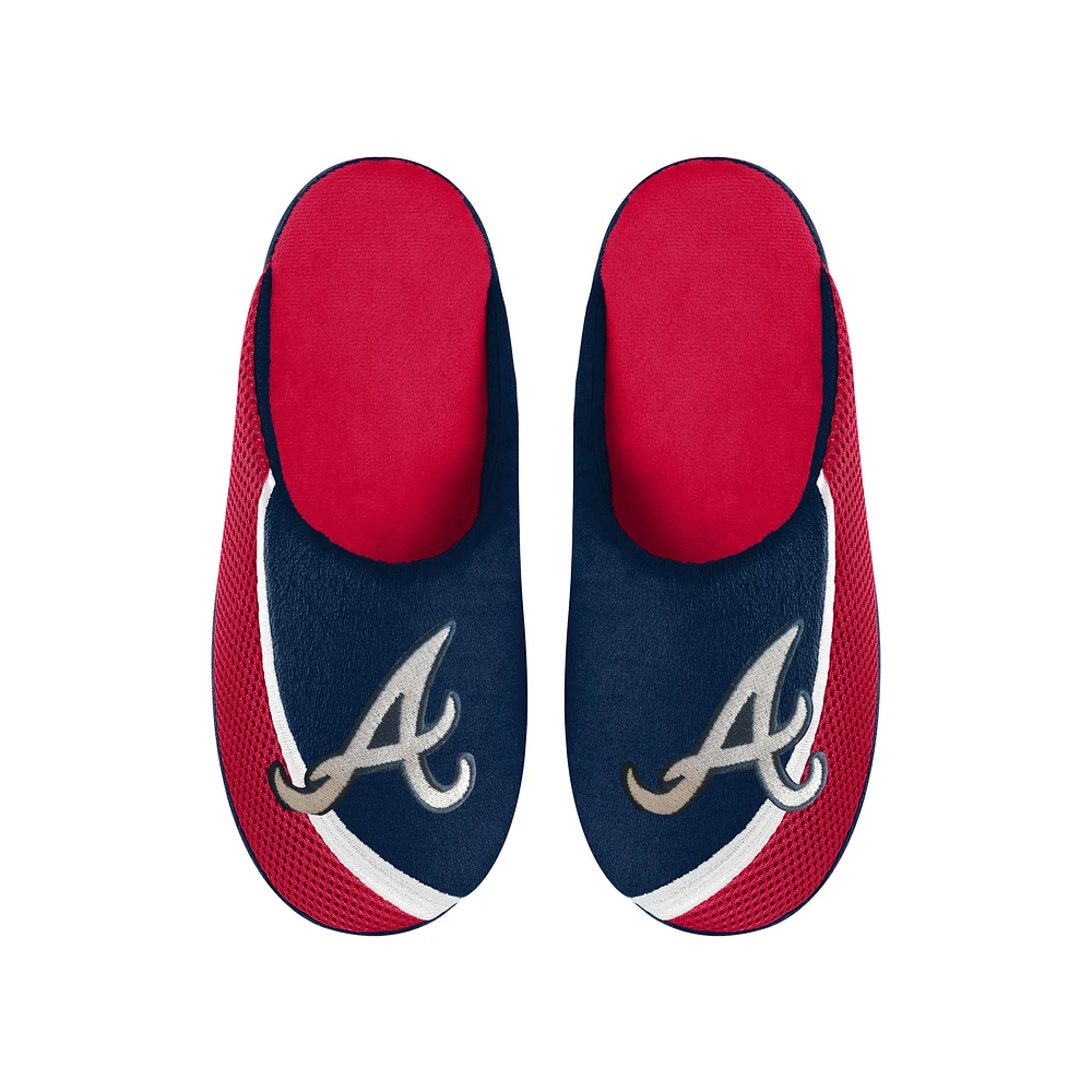 Men's FOCO Atlanta Braves Big Logo Color Edge Slippers